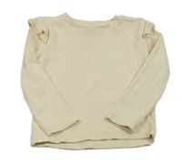 Béžové žebrované triko s volánky