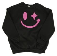 Černá mikina se smajlíkem Shein