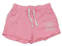 Neonově růžové melírované teplákové kraťasy s nápisem Page One Young