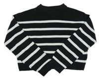 Černo-bílý crop svetr s pruhy H&M