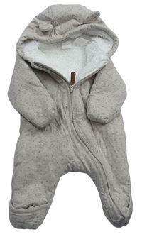 Šedobéžová vzorovaná zateplená kombinéza s kapucí H&M