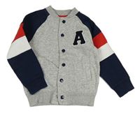 Šedo-tmavomodro-červená baseballová mikina s písmenem H&M