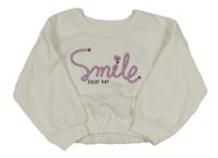 Bílá crop mikina s nápisem Pep&Co