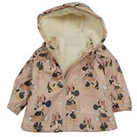 Světlerůžová nepromokavá zateplená bunda s Minnie a kapucí Tu