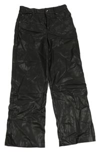 Černé koženkové široké kalhoty Zara 