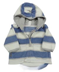 Bílo-modrá pruhovaná fleecová propínací mikina s kapucí Next