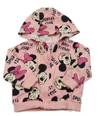 Růžová lehká propínací mikina s Minnie a kapucí 