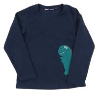 Tmavomodrá lehká fleecová mikina s dinem Lupilu