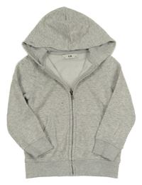 Šedá melírovaná propínací mikina s kapucí C&A