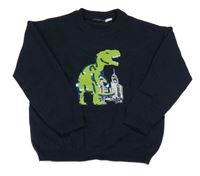 Tmavomodrý lehký svetr s dinem z flitrů 