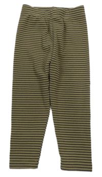 Béžovo-černé pruhované žebrované legíny 