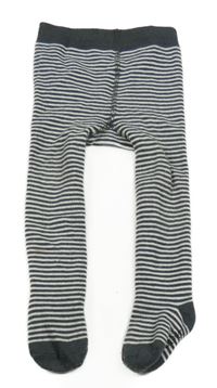 Šedo-bílé pruhované punčocháče 