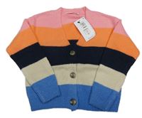 Nové - barevný pruhovaný propínací svetr M&S