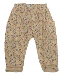 Světlebéžové květované lehké tepláky Topomini