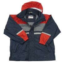 Tmavomodro-červená šusťáková jarní bunda s kapucí zn . tcm