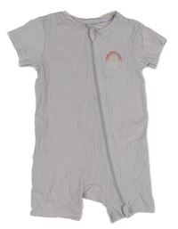 Lila žebrovaný kraťasový overal s duhou Primark