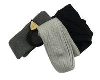 Nové - 3x žebrované punčocháče - šedé + tmavošedé + černé 