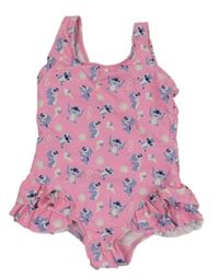 Růžové jednodílné plavky se Stitchem Disney