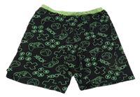 Černo-zelené pyžamové kraťasy s X-box 