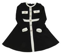 Černo-bílé šaty s gombíky shein