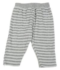 Bílo-šedé pruhované sametové tepláky 