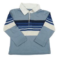 Modro-tmavomodro-bílé pruhované polo triko Primark