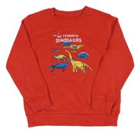 Červená mikina s dinosaury 