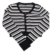 Černo-bílý pruhovaný propínací crop svetr River Island