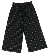 Černo-šedé kostkované culottes kalhoty s páskem F&F