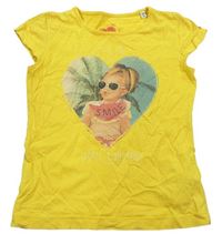 Hořčicové tričko s dívkou s melounem Tom Tailor