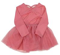 Růžové cvičební šaty s tylovou sukní F&F