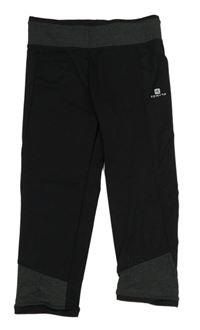 Černo-šedé sportovní crop legíny Domyos