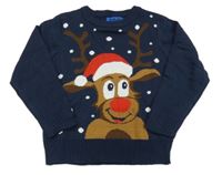 Tmavomodrý svetr se sobem 