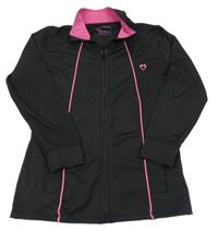 Černo-růžová propínací sportovní mikina se srdcem Yd.