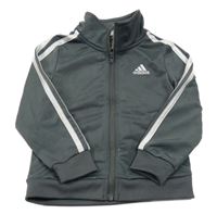 Šedo-bílá propínací thermo mikina s logem Adidas