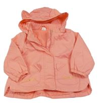 Korálová plátěná jarní bunda s kapucí s oušky H&M