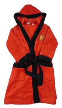 Červeno-černý plyšový župan s kapucí - Manchester United 