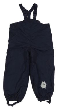 Tmavomodré šusťákové laclové oteplovačky s příšerkou Impidimpi