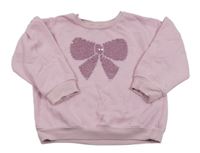 Růžová mikina s mašlí z flitrů George