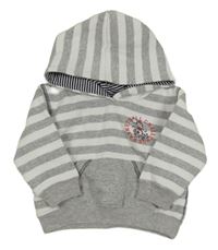 Šedo-bílá pruhovaná mikina s tygrem a nápisy a kapucí Impidimpi