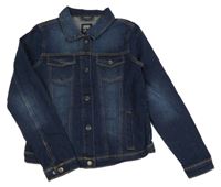 Tmavomodrá tepláková riflová crop bunda Pocopiano