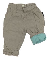 Smetanovo-černé pruhované podšité kalhoty