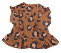 Hnědo-šedo-růžová šatová mikina s leopardím vzorem F&F
