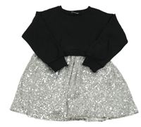 Černo-stříbrné teplákové šaty se sukní z flitrů Matalan