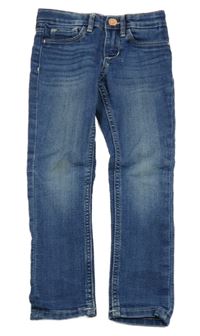 Tmavomodré teplákové skinny rifle H&M