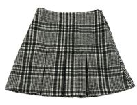 Černo-bílá kostkovaná skládaná sukně 