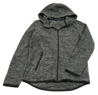 Tmavošedá melírovaná propínací fleecová mikina s kapucí Y.F.K.