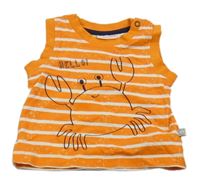 Oranžovo-bílé pruhované tílko s krabem Liegelind