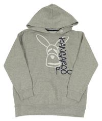 Šedá mikina s klokanem a kapucí 