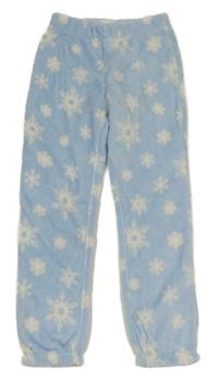 Světlemodro-bílé plyšové tepláky s vločkami H&M